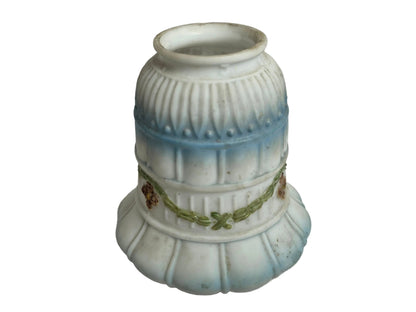 Vintage 1930s Milk Glass Lamp Shade White and Blue CSHW