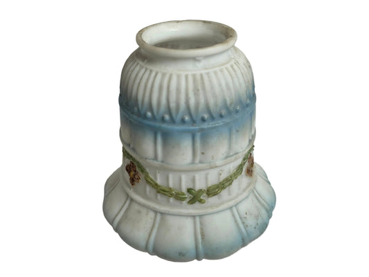 Vintage 1930s Milk Glass Lamp Shade White and Blue CSHW