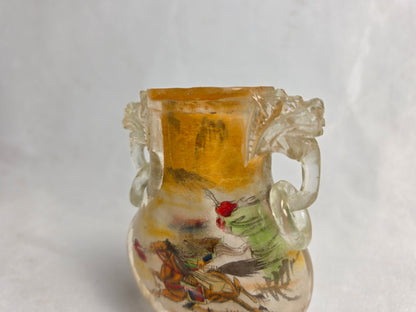 Vintage Chinese Reverse Painted Rock Crystal Snuff Bottle Set