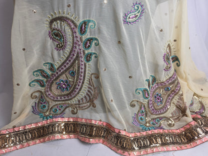 Vintage 1950s Sari Cream CSHW