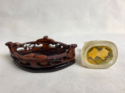 Vintage Chinese Reverse Painted Rock Crystal Snuff Bottle Set