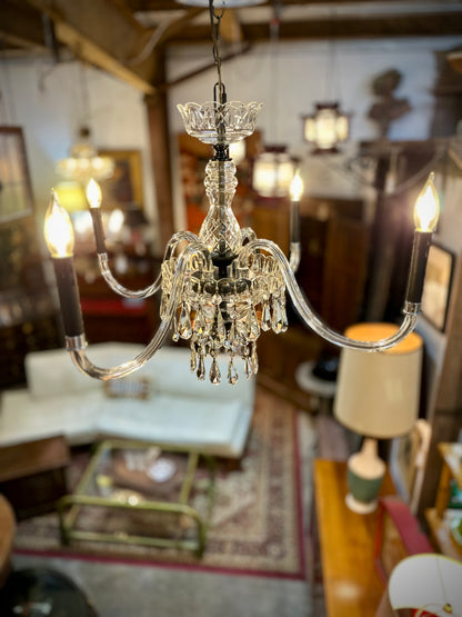 Vtg. Four-Arm Crystal Chandelier