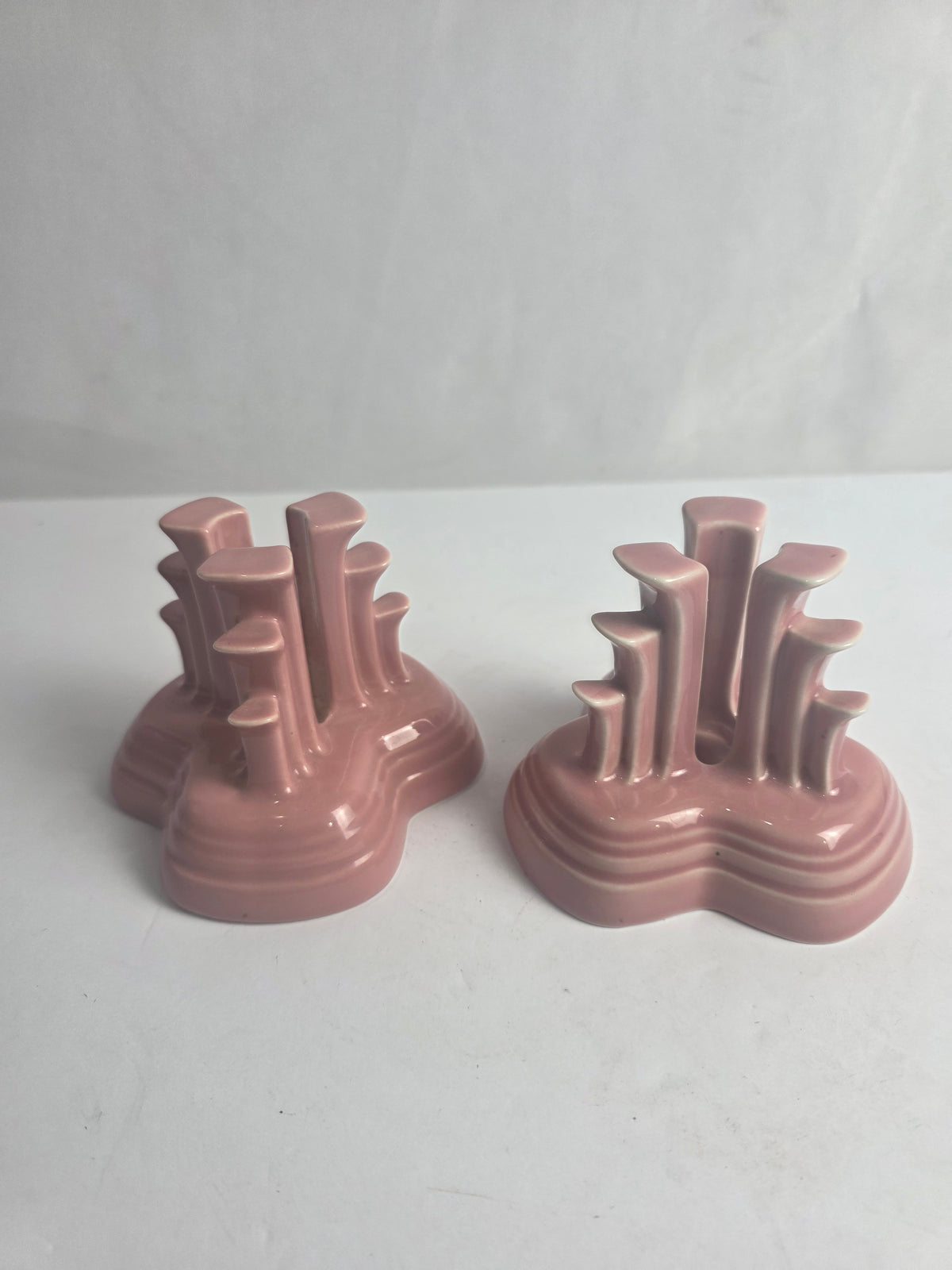 Vtg. Set of Pink Fiesta Candlestick Holders (2)