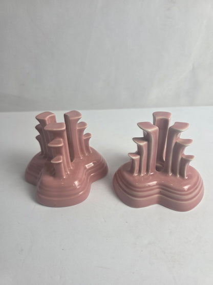 Vtg. Set of Pink Fiesta Candlestick Holders (2)