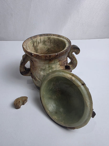 Vtg. Chinese Serpentine Soapstone Censor - CSHW