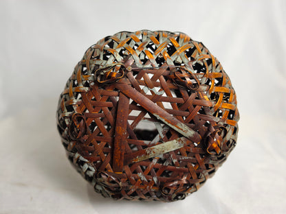 Antique Japanese Bamboo Ikebana Flower Basket CSHW