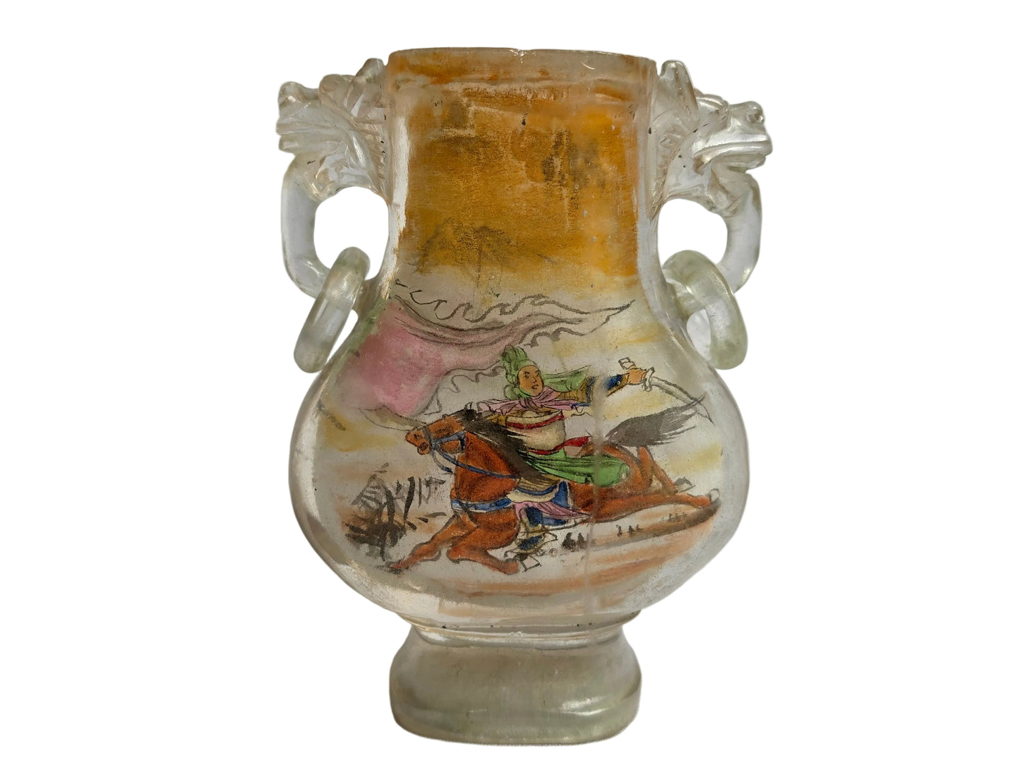 Vintage Chinese Reverse Painted Rock Crystal Snuff Bottle Set