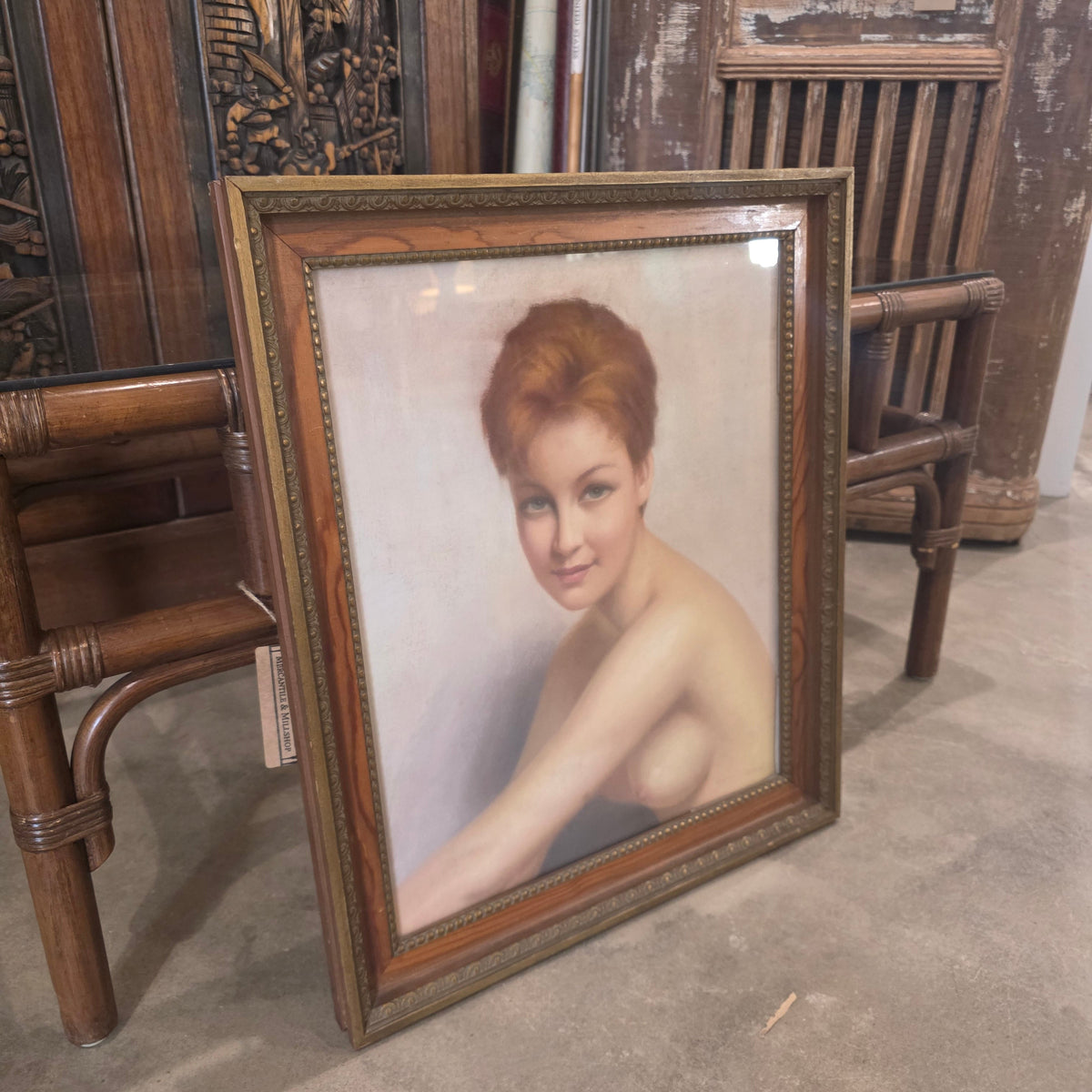 Vtg. Original Signed Nude Pastel