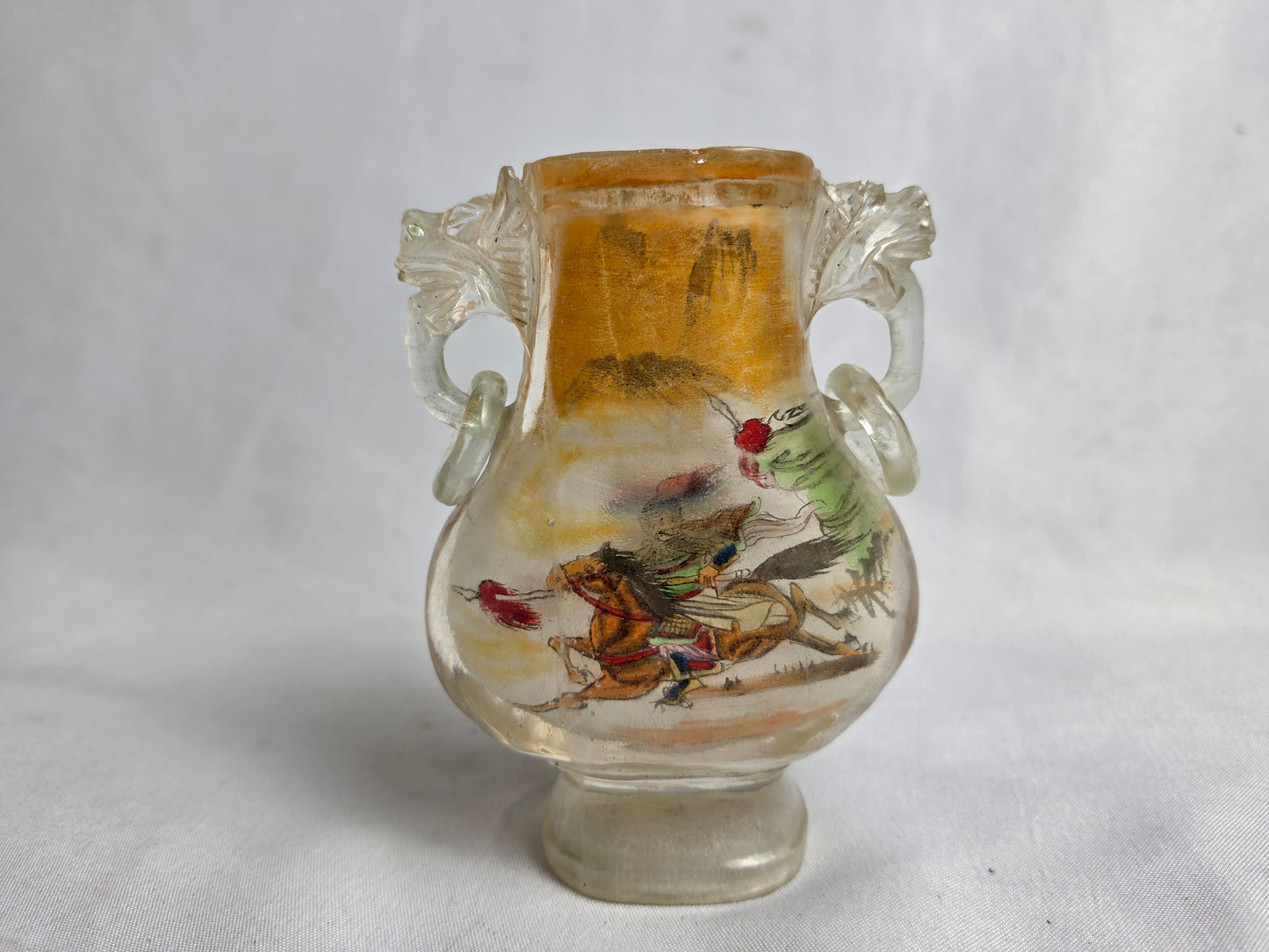 Vintage Chinese Reverse Painted Rock Crystal Snuff Bottle Set