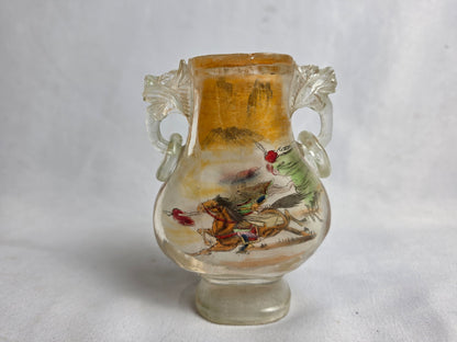 Vintage Chinese Reverse Painted Rock Crystal Snuff Bottle Set