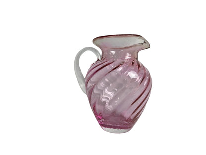 Vintage Pink Hand Blown Glass, Juice, Milk, Syrup CSHW