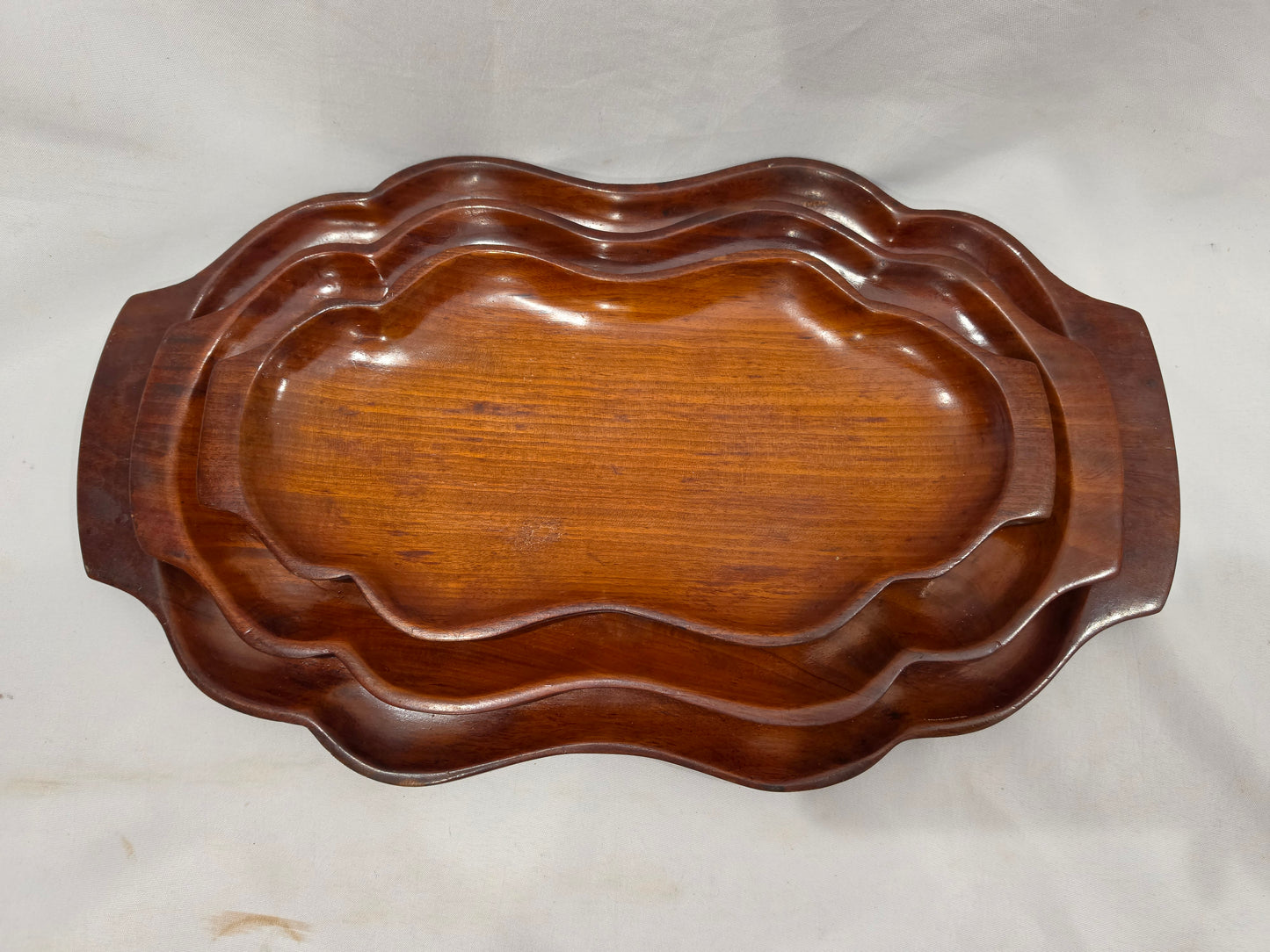 Vintage 1950 Wooden Tray Set of 3 CSHW