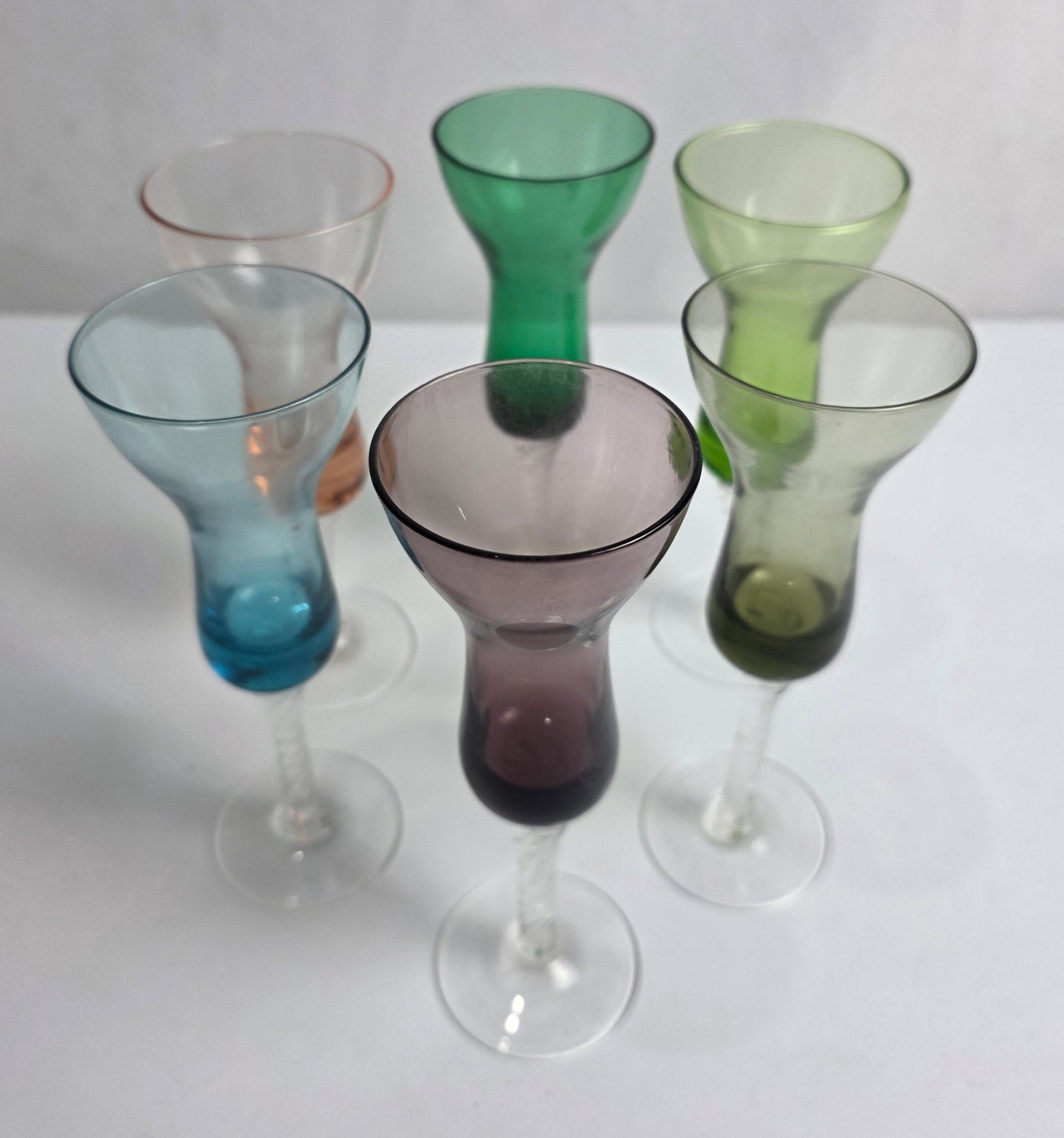 Vtg. MCM Colorful Cordial Glasses Set (6)