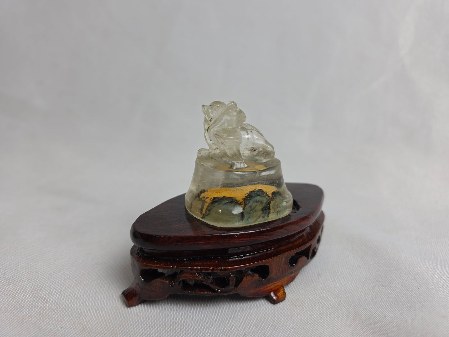 Vintage Chinese Reverse Painted Rock Crystal Snuff Bottle Set