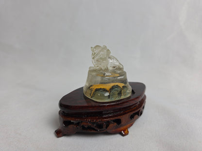 Vintage Chinese Reverse Painted Rock Crystal Snuff Bottle Set