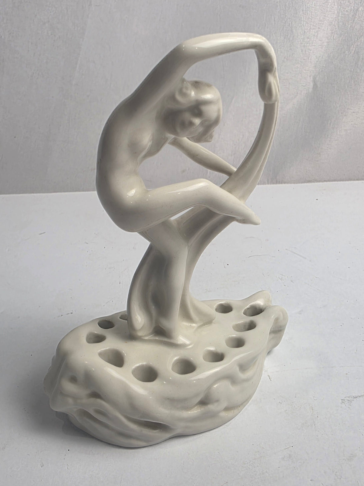 Vtg. Nude Lady Cowan Pottery Flower Frog
