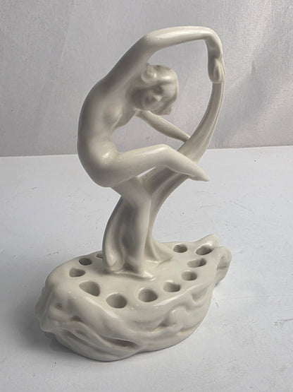 Vtg. Nude Lady Cowan Pottery Flower Frog