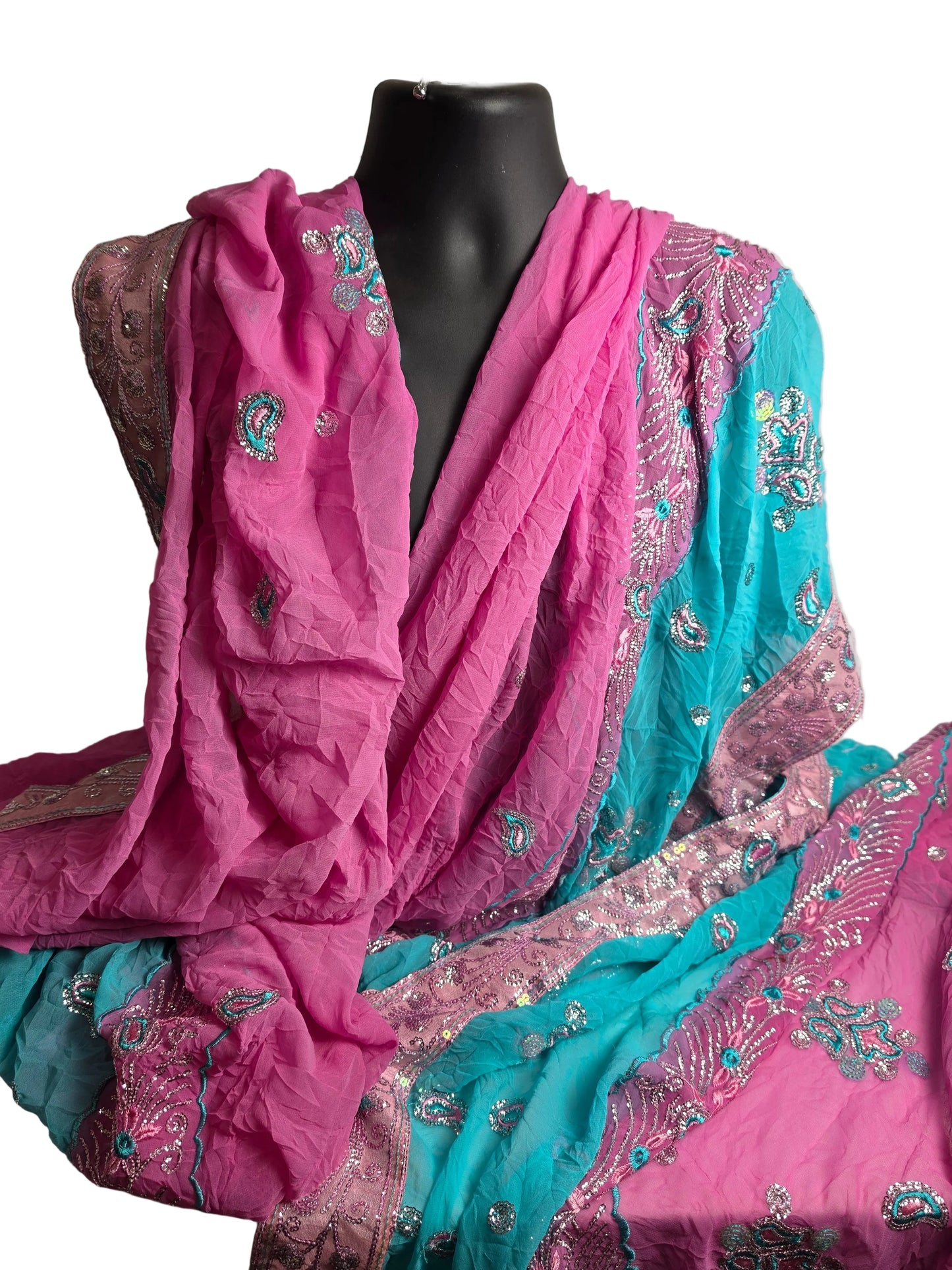 Vintage 1970s Sari Pink CSHW