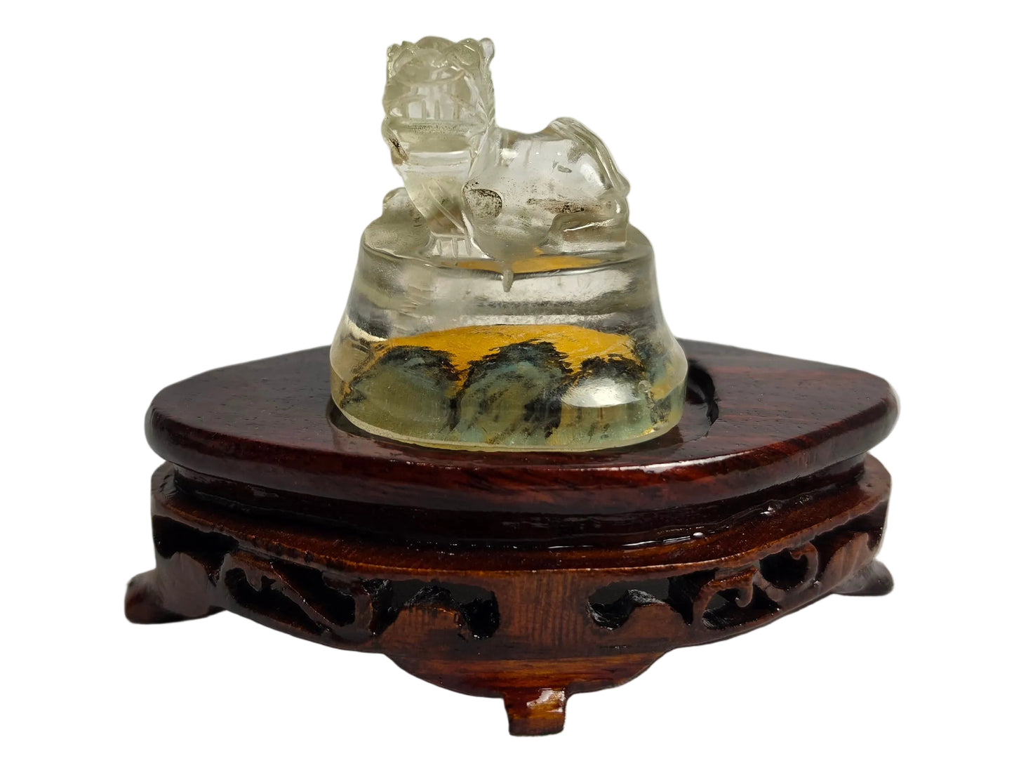 Vintage Chinese Reverse Painted Rock Crystal Snuff Bottle Set