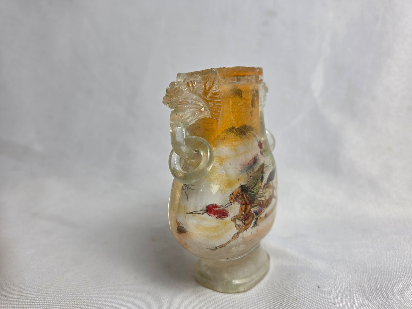 Vintage Chinese Reverse Painted Rock Crystal Snuff Bottle Set