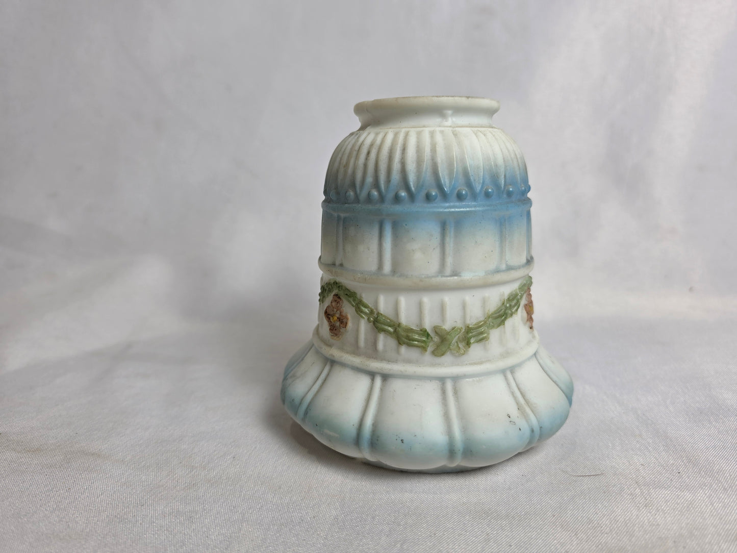 Vintage 1930s Milk Glass Lamp Shade White and Blue CSHW