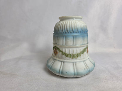Vintage 1930s Milk Glass Lamp Shade White and Blue CSHW