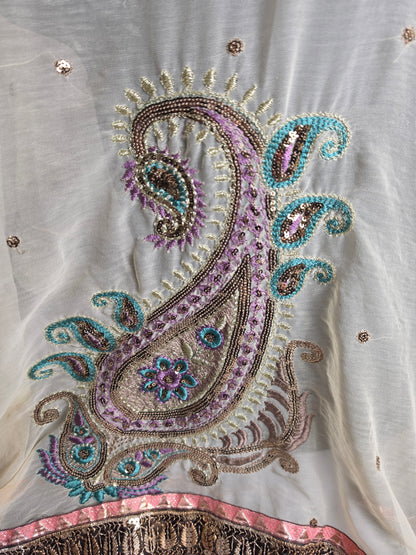 Vintage 1950s Sari Cream CSHW