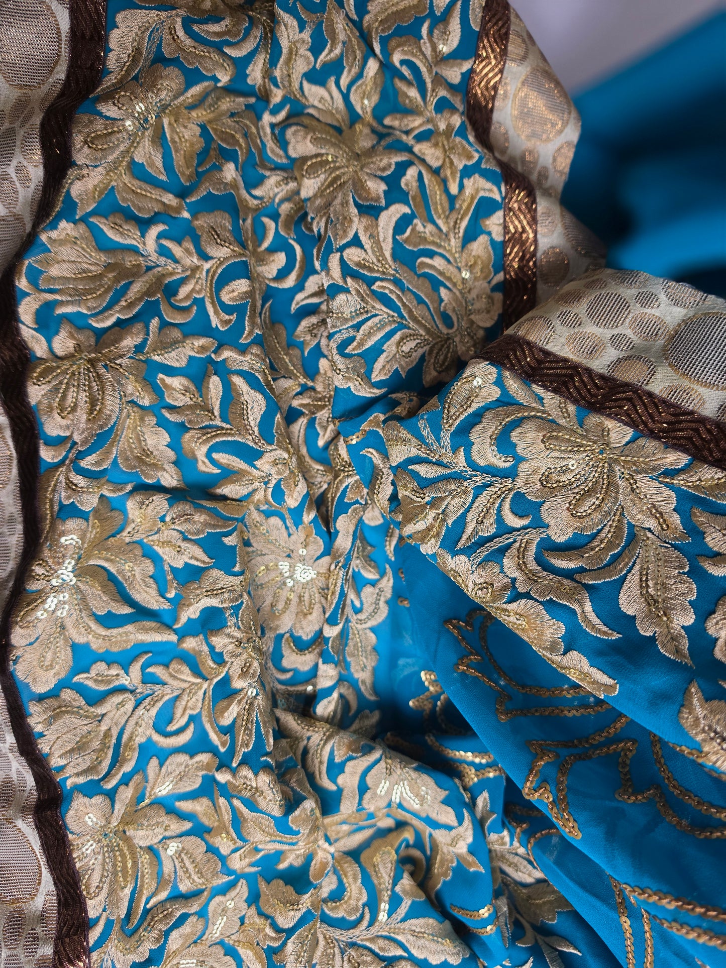 Vintage 1960s Sari Teal CSHW
