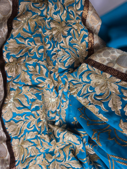 Vintage 1960s Sari Teal CSHW