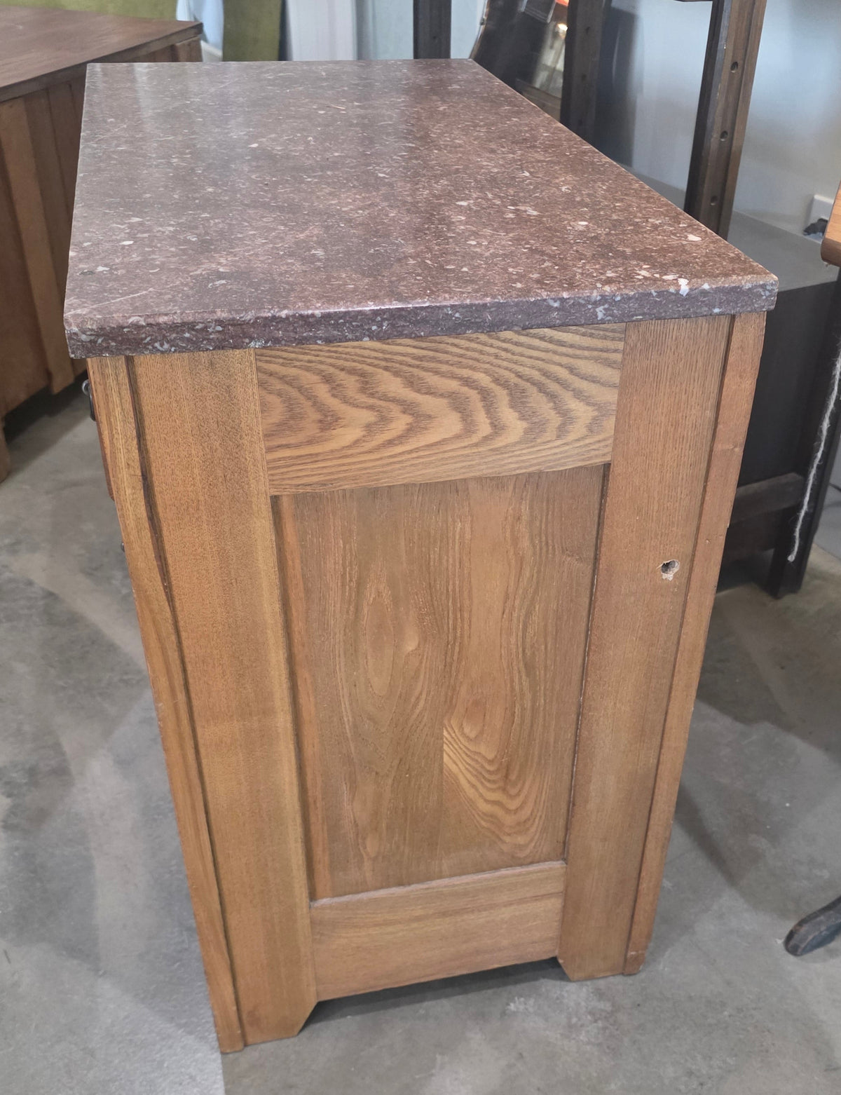 Vtg. Marble Top 2 Drawer & Cabinet