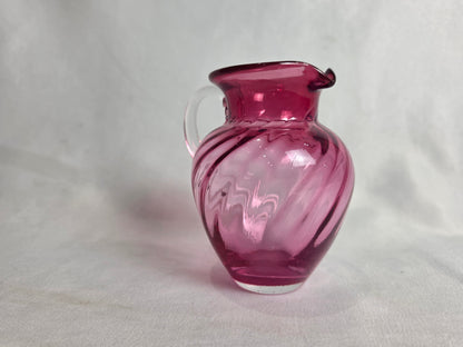 Vintage Cranberry Hand Blown Glass, Juice, Milk, Syrup CSHW