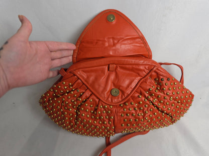 Vintage Leather Studded Crossbody Clutch CSHW