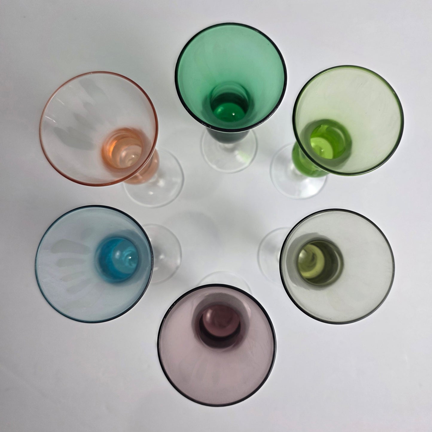 Vtg. MCM Colorful Cordial Glasses Set (6)