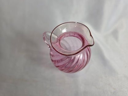 Vintage Pink Hand Blown Glass, Juice, Milk, Syrup CSHW