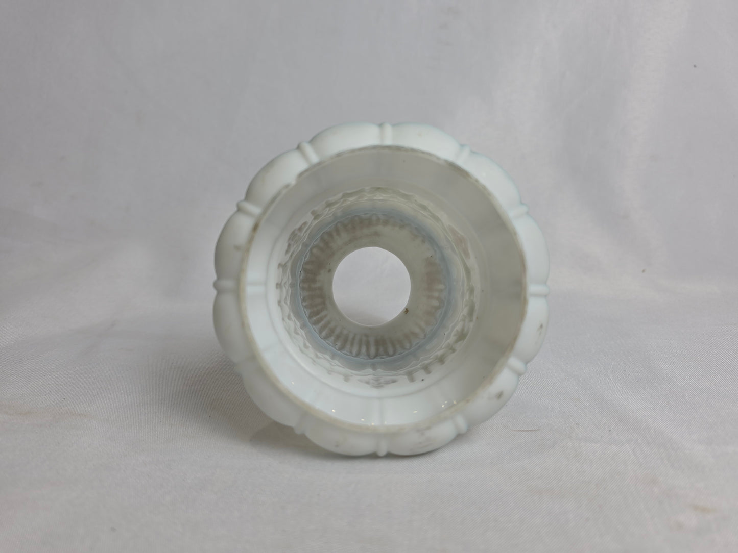 Vintage 1930s Milk Glass Lamp Shade White and Blue CSHW