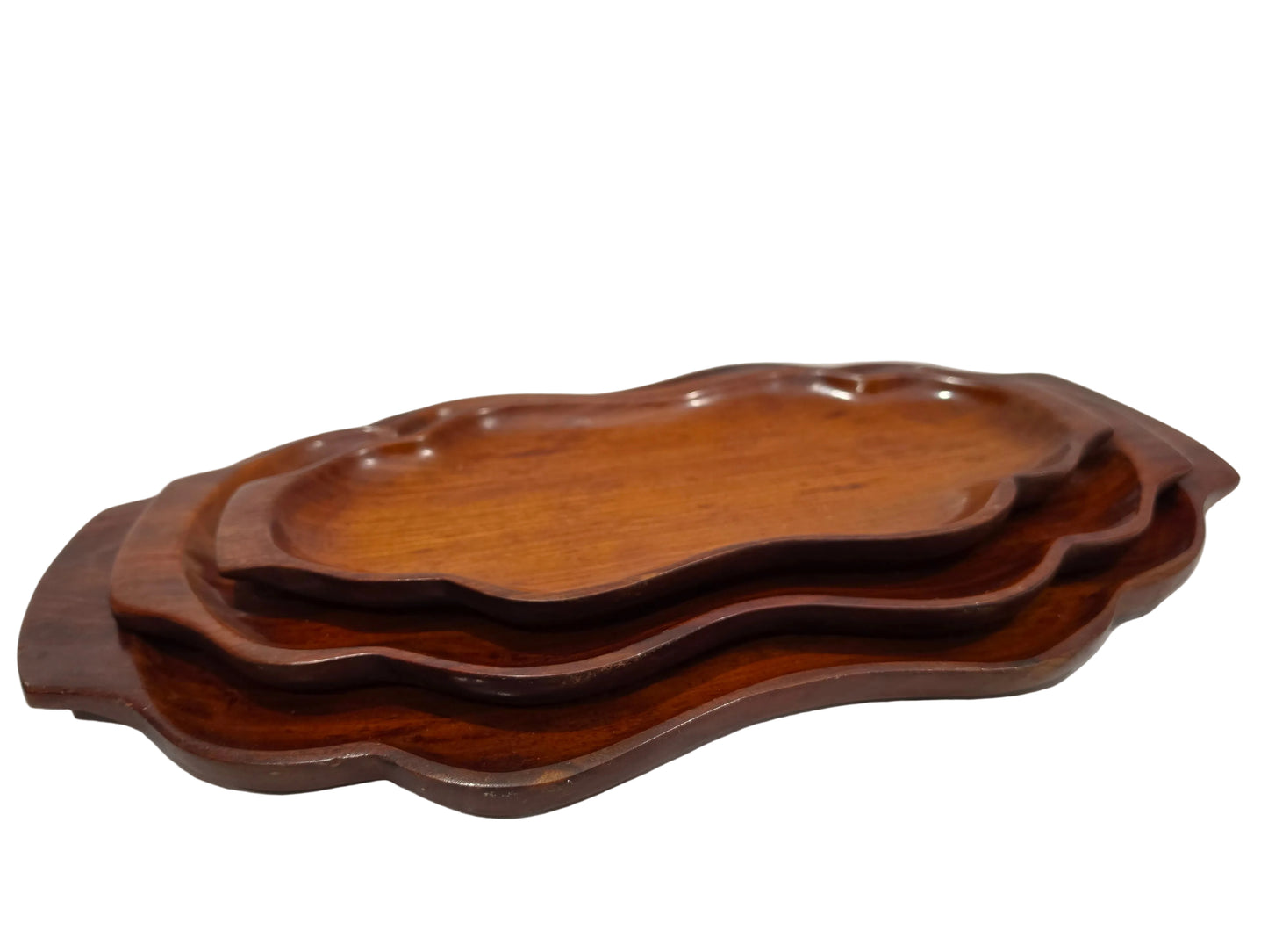 Vintage 1950 Wooden Tray Set of 3 CSHW