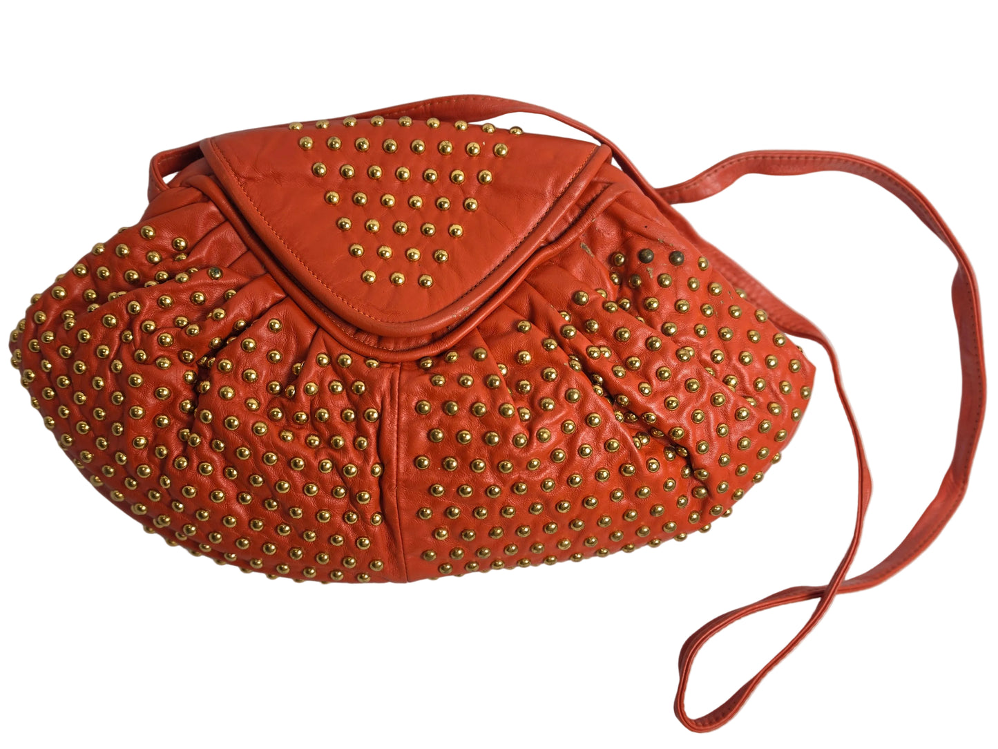 Vintage Leather Studded Crossbody Clutch CSHW