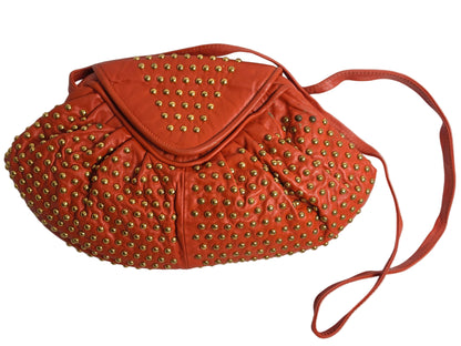 Vintage Leather Studded Crossbody Clutch CSHW