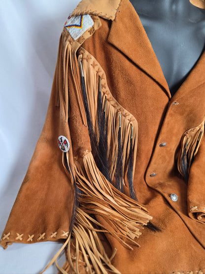 Vintage Sam Two Feathers Suede Fringe Beaded Coat CSHW