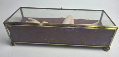 Vtg. Nude Porcelain Woman in Glass Case