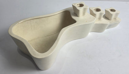 Vtg. MCM Cream Ceramic Stepped Candle Holder