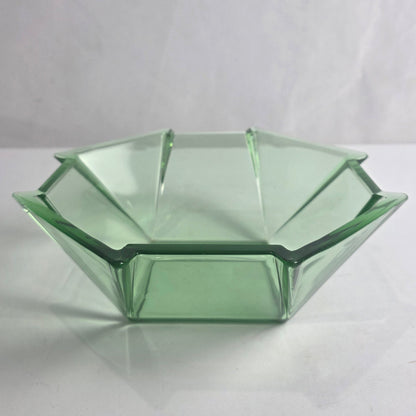 Vtg. Uranium Glass Geometric Bowl