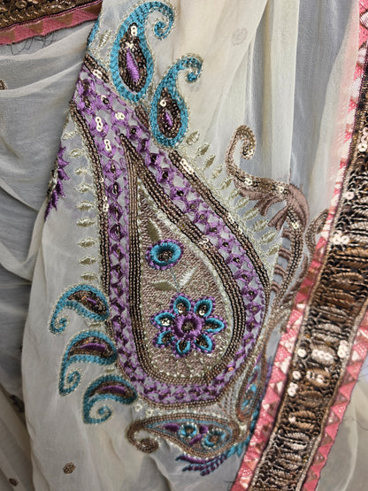 Vintage 1950s Sari Cream CSHW