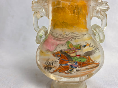 Vintage Chinese Reverse Painted Rock Crystal Snuff Bottle Set