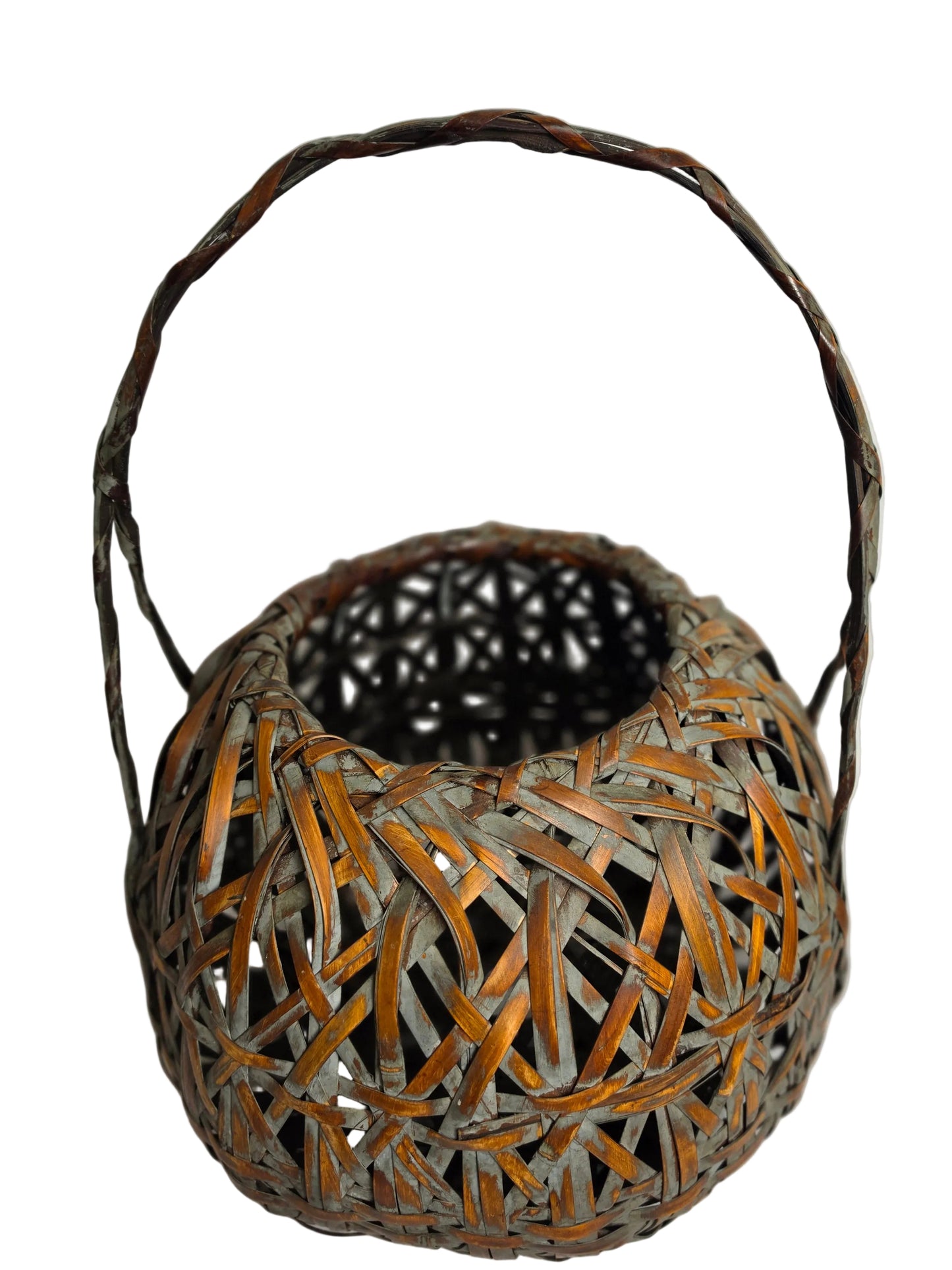Antique Japanese Bamboo Ikebana Flower Basket CSHW