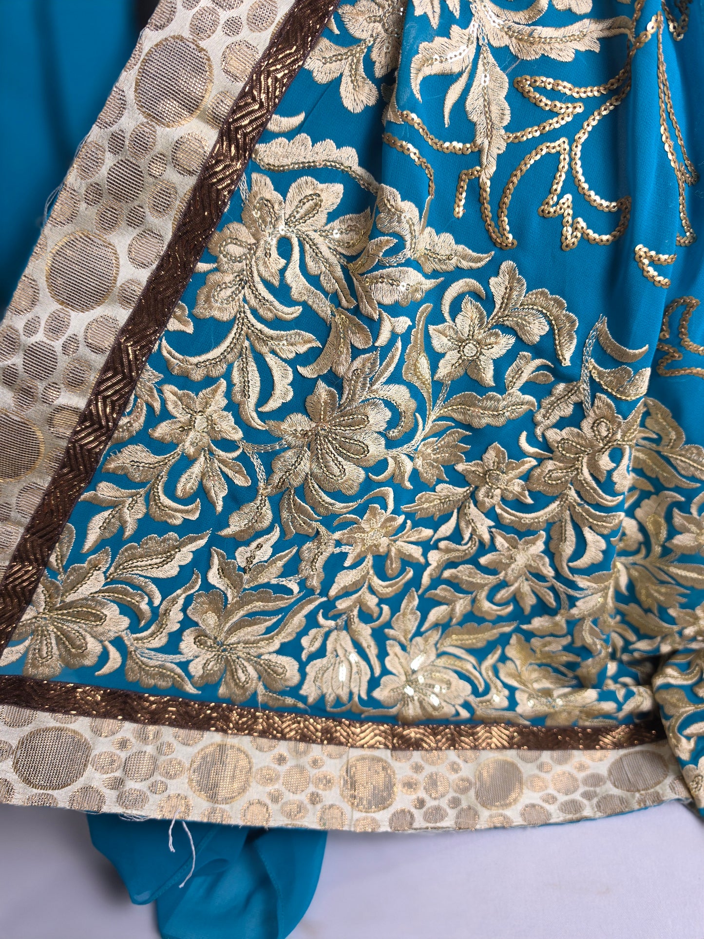 Vintage 1960s Sari Teal CSHW