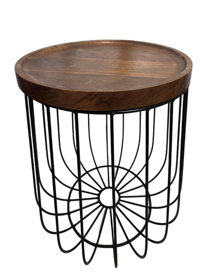 Vintage 1980 Drum Table Mango Wood India CSHW