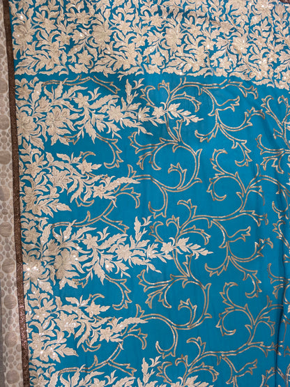 Vintage 1960s Sari Teal CSHW