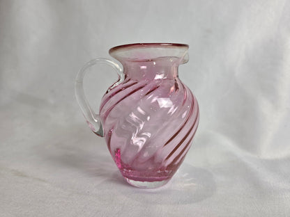 Vintage Pink Hand Blown Glass, Juice, Milk, Syrup CSHW