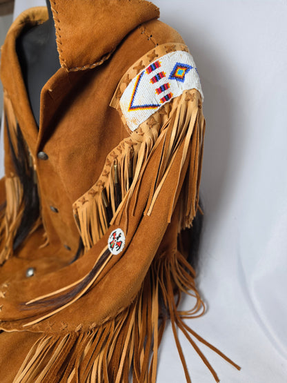 Vintage Sam Two Feathers Suede Fringe Beaded Coat CSHW